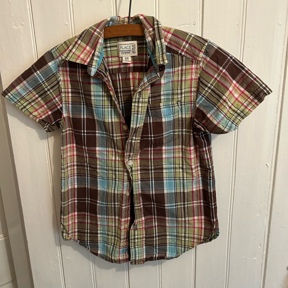 (3/$20) The children’s Place boys 5/6 Plaid button up short sleeve Shirt